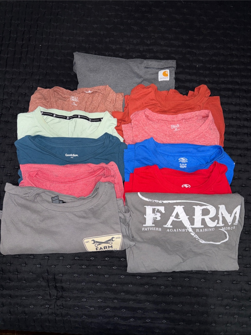 11 Assorted Men’s Short Sleeve Tees - Grey, Red, Blue, Green, Coral